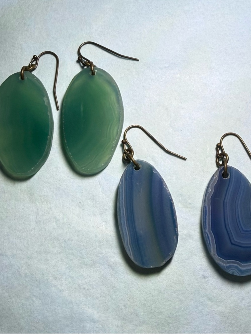 Boho Stone Drop Earrings Bundle Green & Blue Agate Style Statement Earrings Sets
